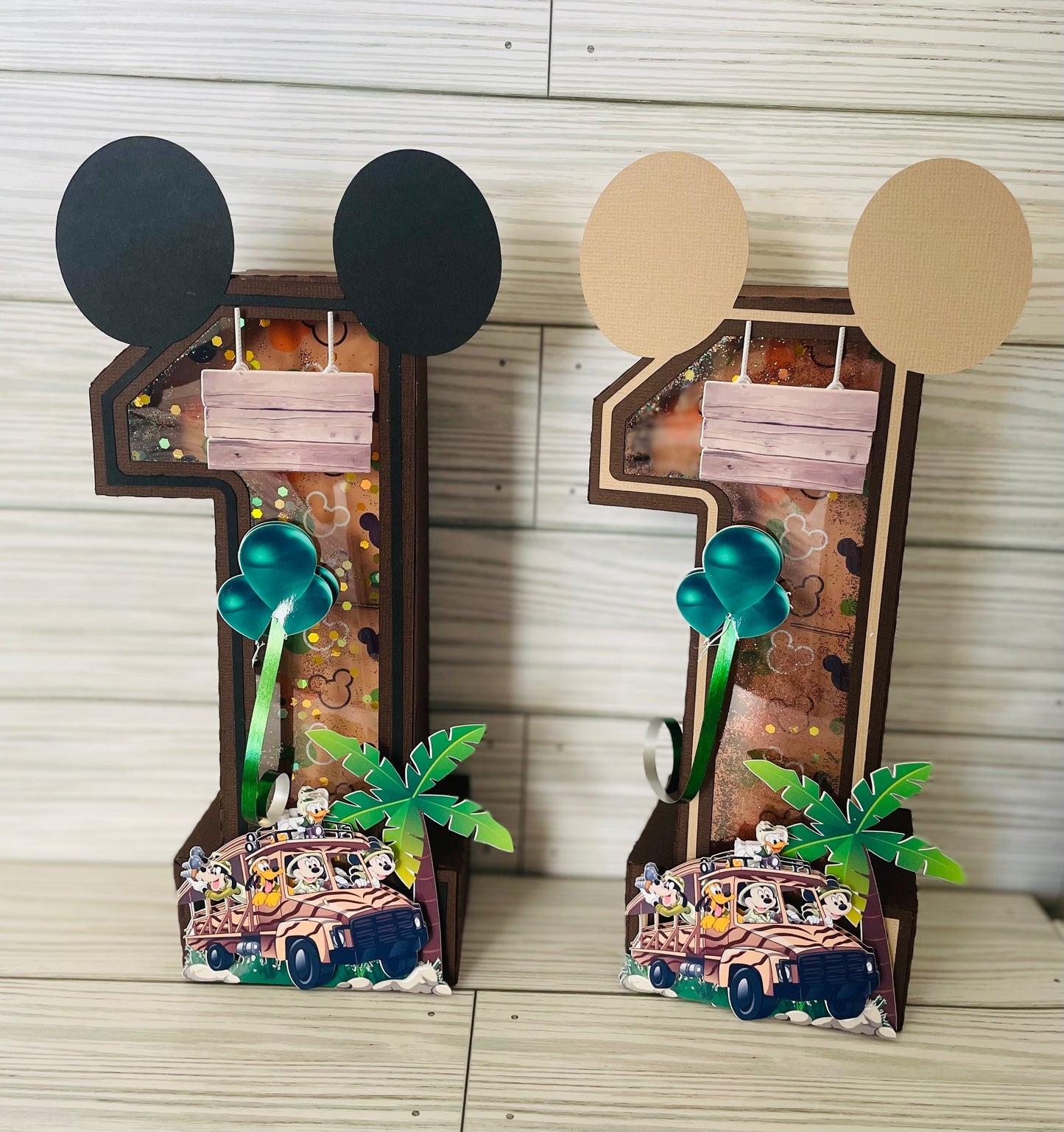 Safari Mickey Mouse 3D Number “1” Birthday Centerpiece