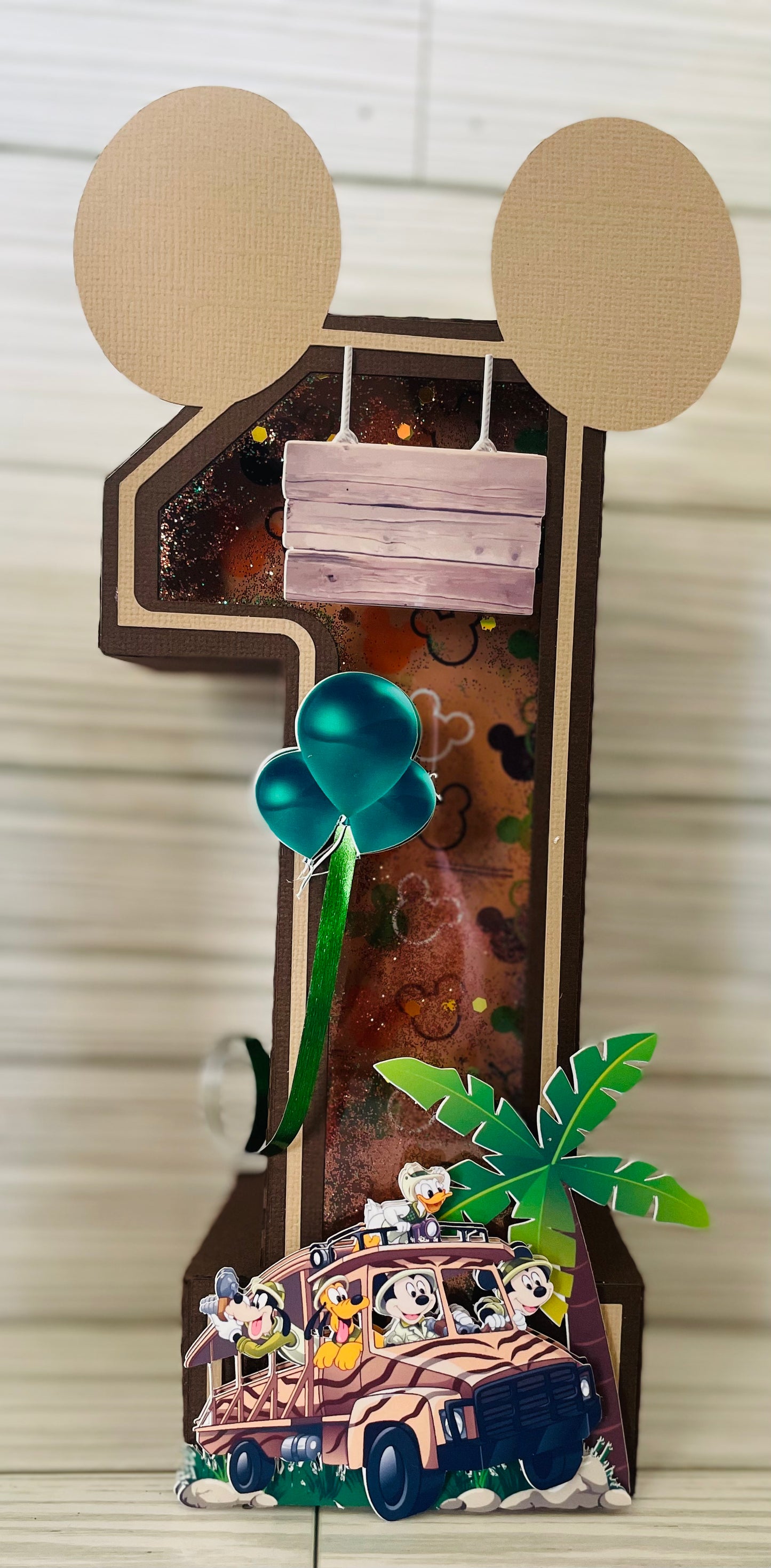Safari Mickey Mouse 3D Number “1” Birthday Centerpiece