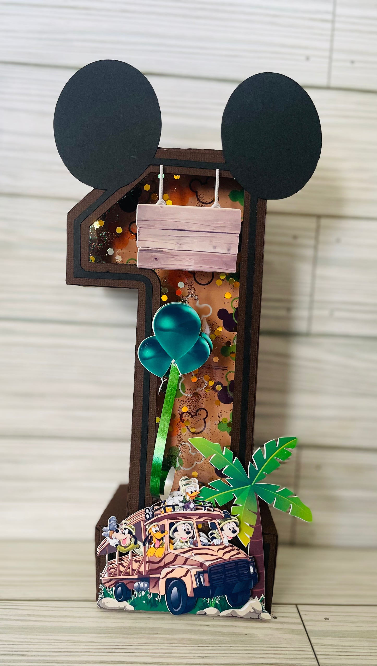 Safari Mickey Mouse 3D Number “1” Birthday Centerpiece